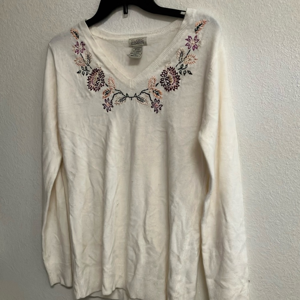 FINAL MARKDOWN Classic elements embroidered sweater small